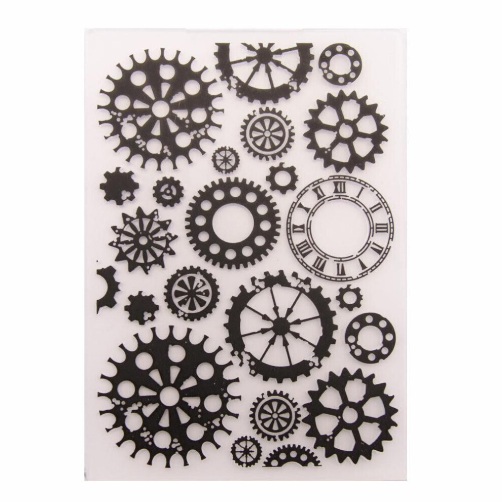 (No.6-Gear) Flower Plastic Template Embossing Folders Dies Stencil Diy Rectangle Frame Leaf Window Vine