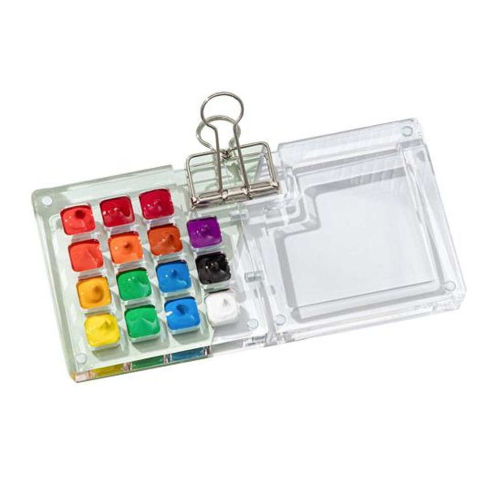 (C) Mini Watercolor Paint Box Pocket Artist Travel Set Versatile Color Palette Portable Plastic Drawing Book