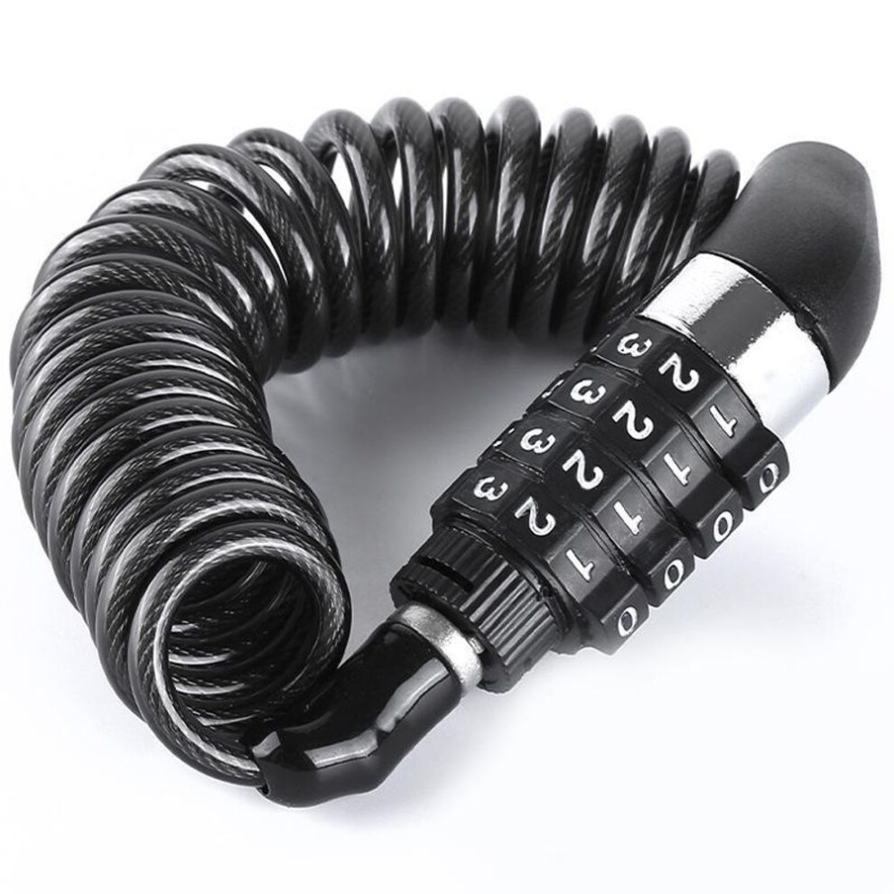 (black, 1.5m) New Bicycle Lock Steel Cable Chain Security Password 4 Digit Lock Anti-theft Combination Number Code Safety Mountains Bike Motorcycle Accessories