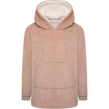 (S/M) Girls Oversized Coral Fleece Blanket Hoodie - Pink