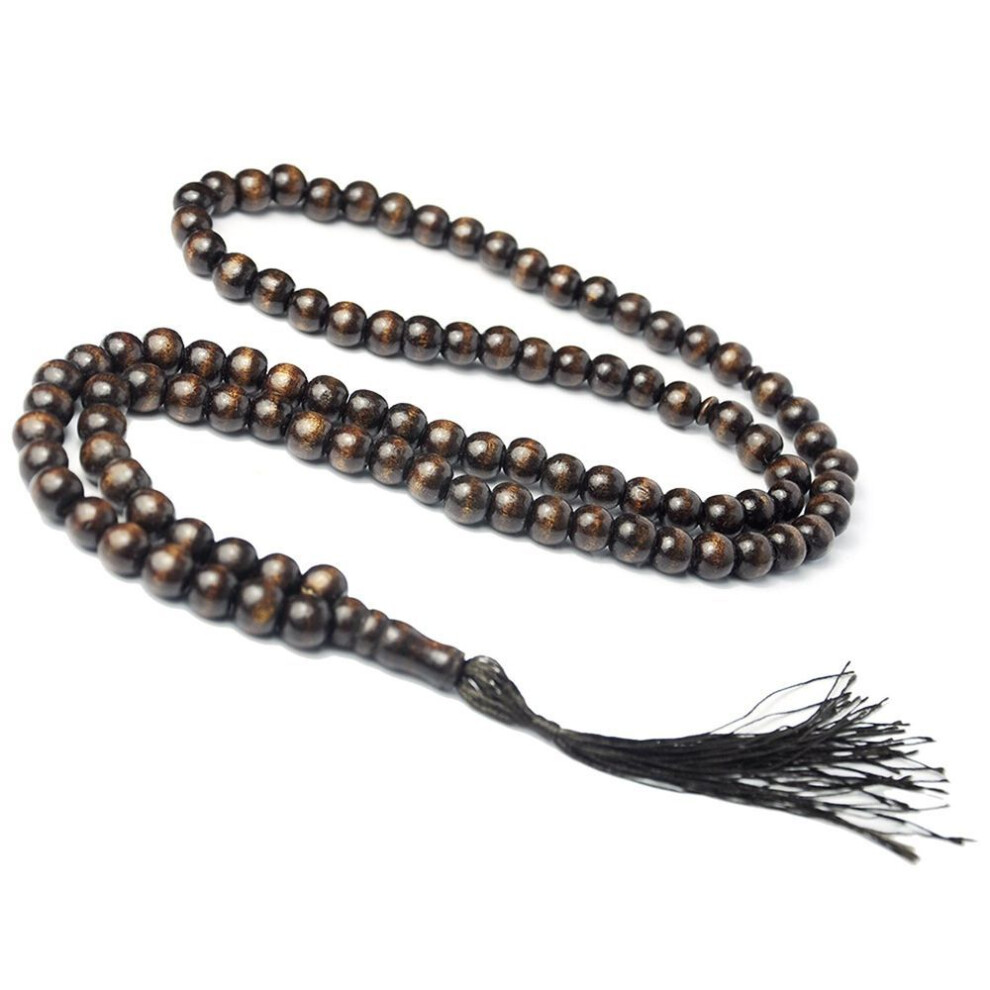 (brown) Natural 8mm Wood Beads Muslim Tasbih Prayer Beads 99 Wooden Rosary Misbaha Beads Islamic Religion Eid Ramadan Gift