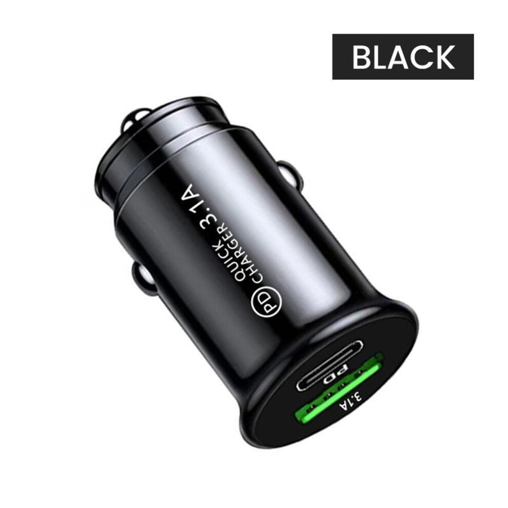 (black) Type C Car Quick Charger PD Fast Charging Phone Adapter In Car For iPhone 13 12 Xiaomi Samsung Mini USB C Car Charger 3.1A