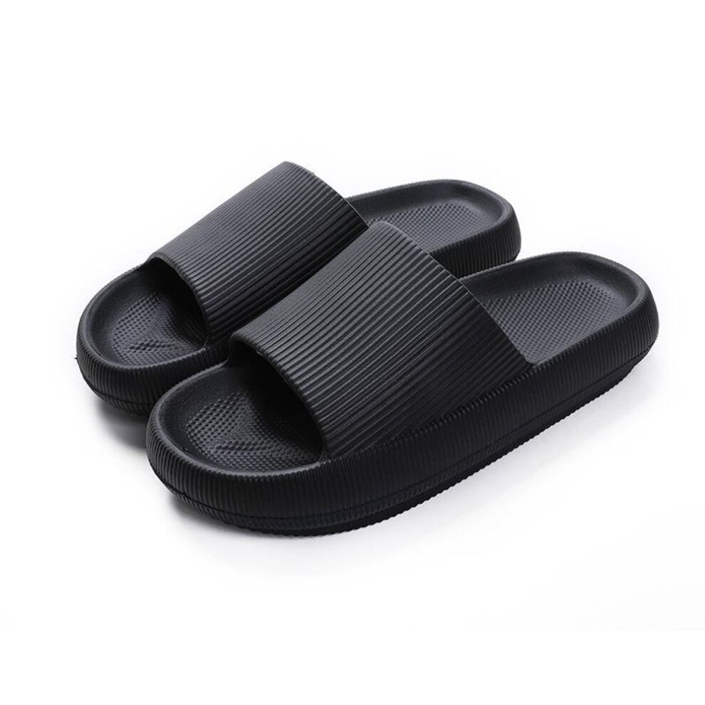 (black, 38-39) Thick Platform Slippers Women Indoors Bathroom Slipper Soft Eva Anti-slip Lovers Homes Floor Slides
