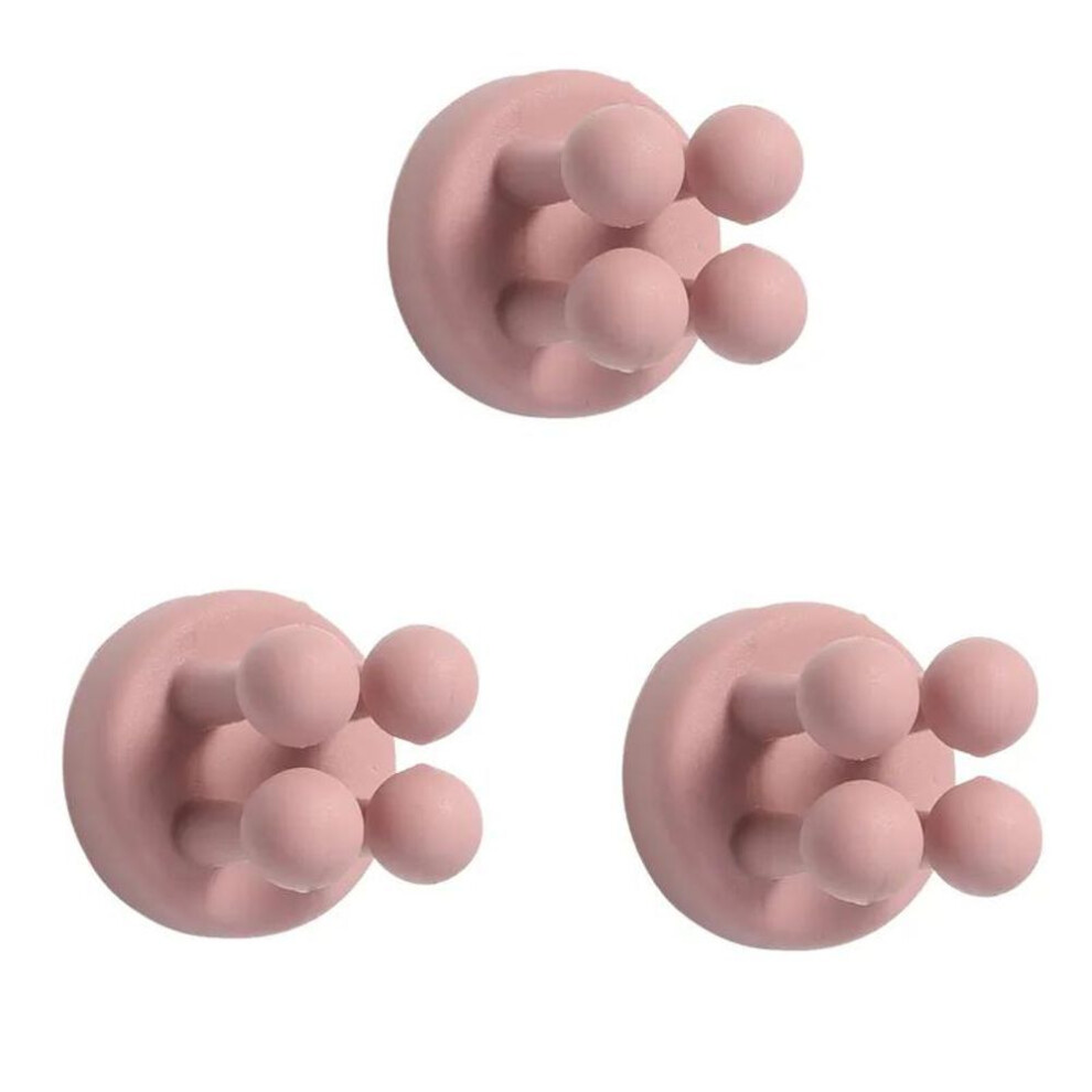 (pink, 3pcs) 3pcs Silicone Toothbrush Holders Hook Waterproof Self Adhesive Wall Mounted Single Hook For Hanging Key Utility Plug Holder