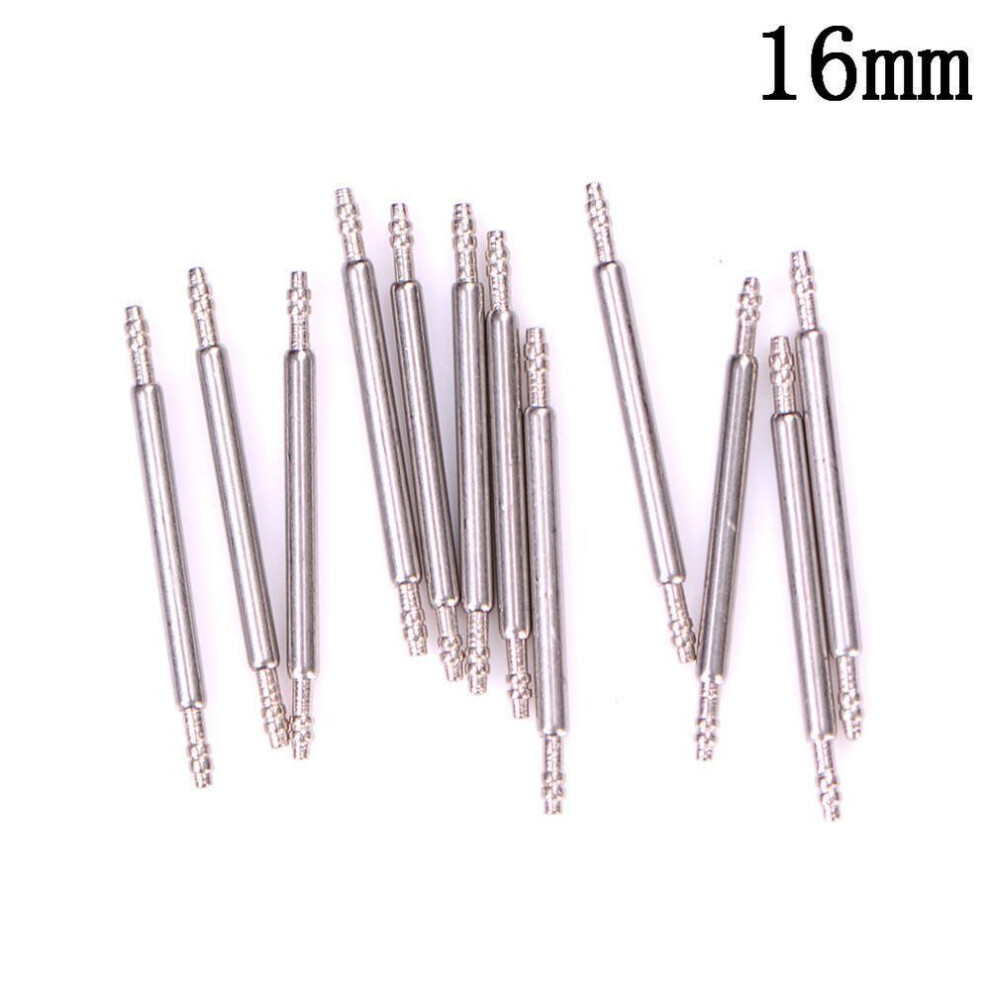 (16mm) 10pcs Stainless Steel Watch Band Spring Bars Strap Link Pins 8-22mm Repair Tools