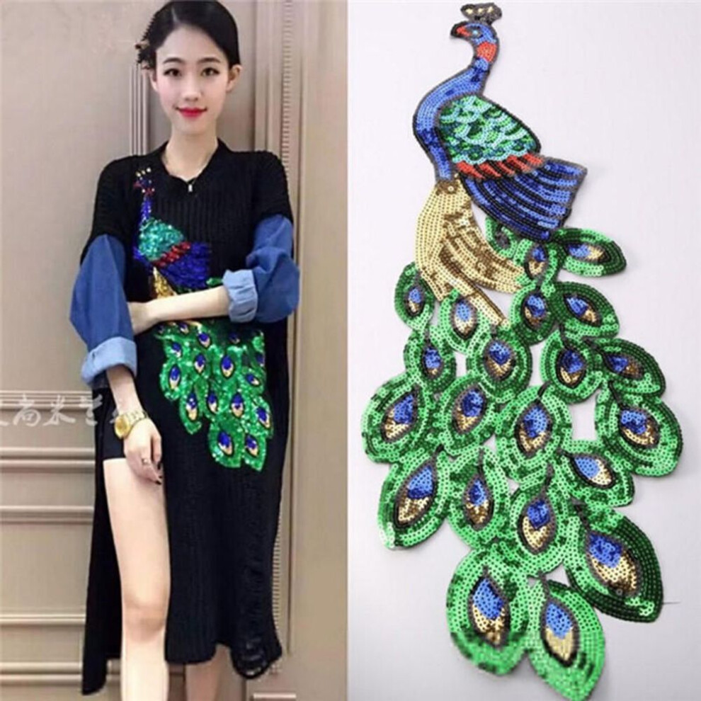 Women Sequin Peacock Embroidery Applique Patch Sew On Clothes Accessory Diy New