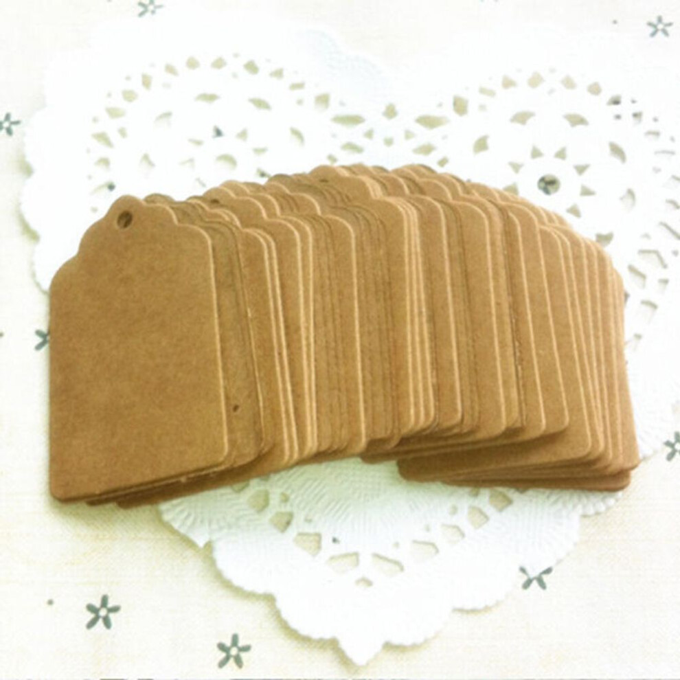 (5cm*3cm) 100x Kraft Paper Hang Tags Birthday Party Favor Gift Label Brown Cards