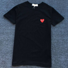 (Black, XL) Garcons Des Comme Cdg Play Little Red Heart Cotton Short Sleeve T Shirts Fashion