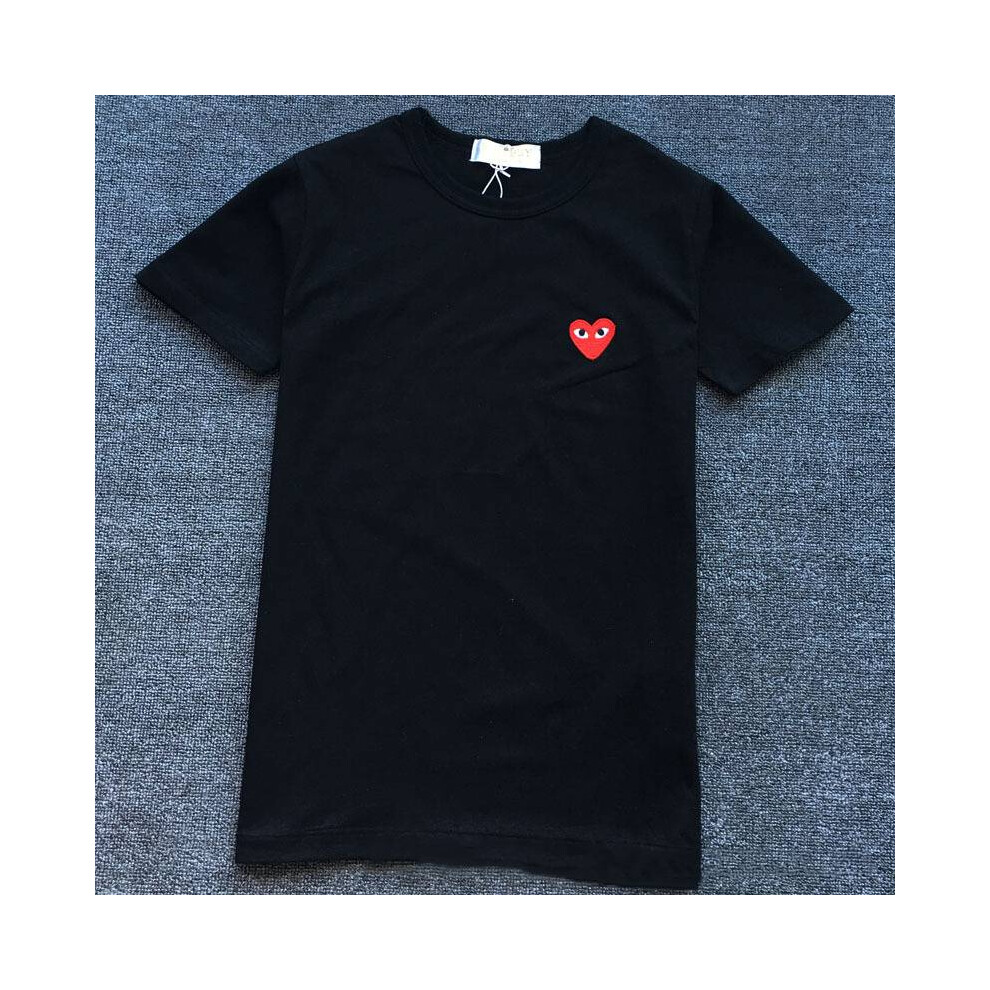 (Black, S) Garcons Des Comme Cdg Play Little Red Heart Cotton Short Sleeve T Shirts Fashion