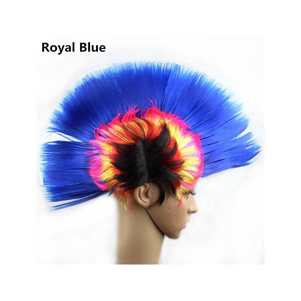 (Royal Blue) Mohawk Wig Colorful Cockscomb Headpiece Crest Headwear Accessory Prop Party