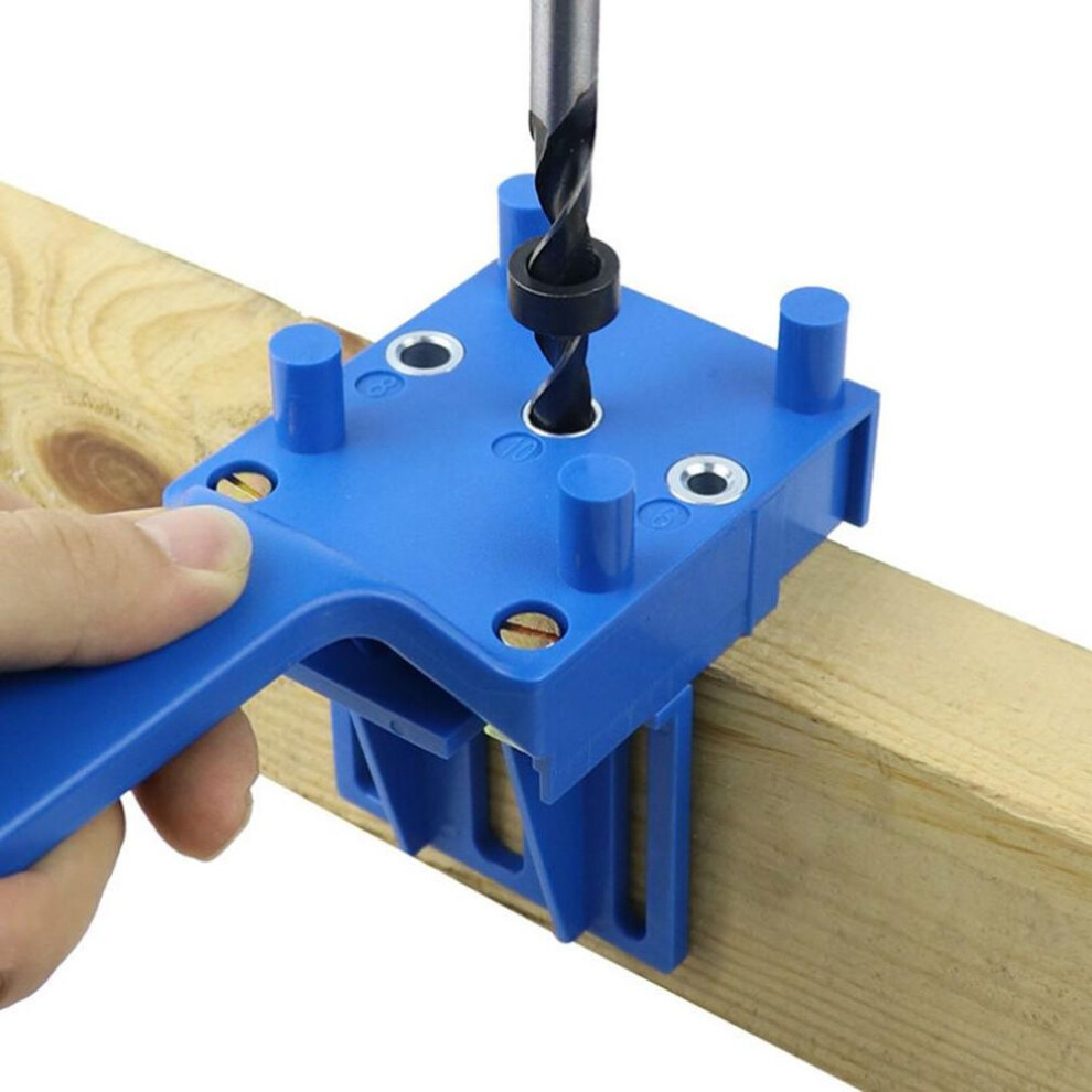(blue) Handheld Woodworking Dowel Jig Drill Guide