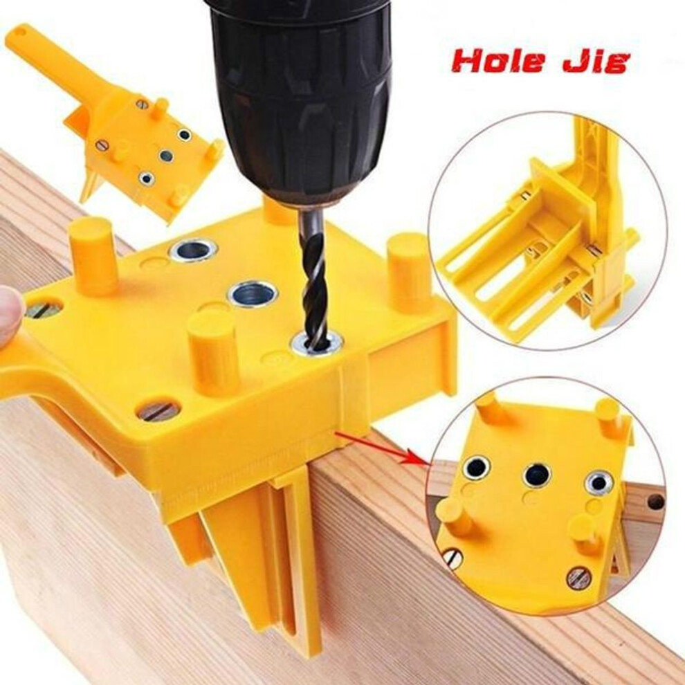 (yellow) Handheld Woodworking Dowel Jig Drill Guide