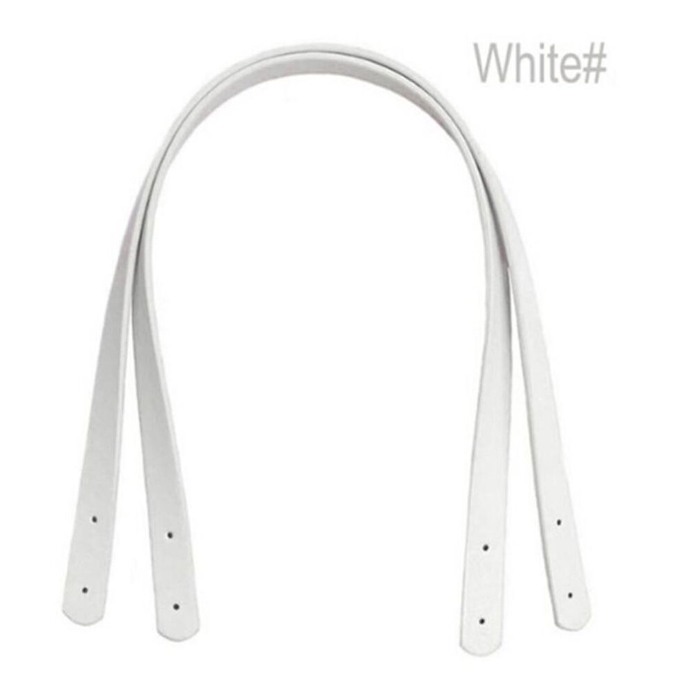 (white) 2PCS Replacement PU Leather Strap DIY Shoulder Bag Handbag Handle Purse Bag Handle
