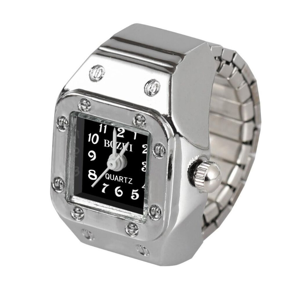 (black) 1pc Quartz Watch Ring Watch Digit Dial Rectangle Unisex Fashion Jewelry Gifts