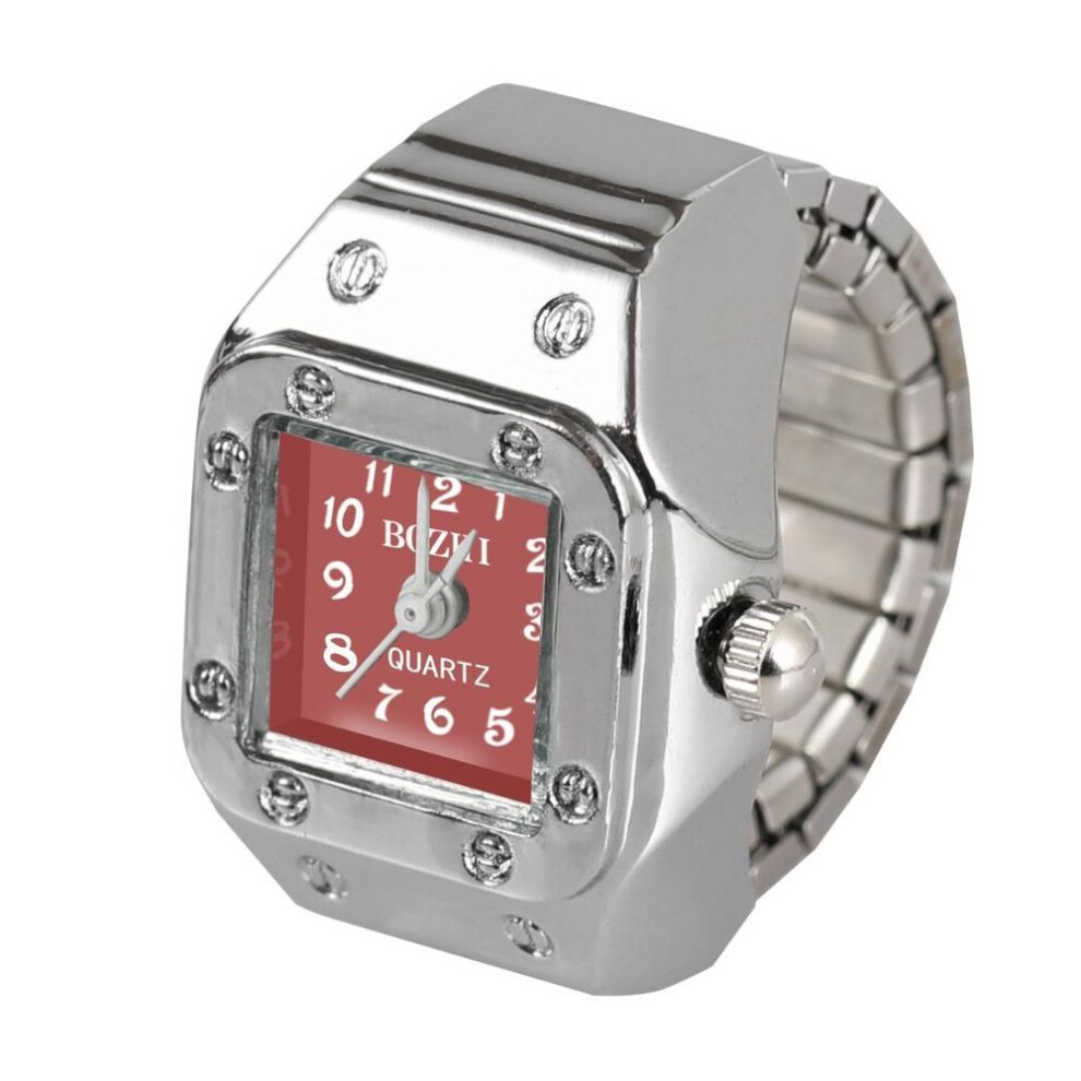 (red) 1pc Quartz Watch Ring Watch Digit Dial Rectangle Unisex Fashion Jewelry Gifts