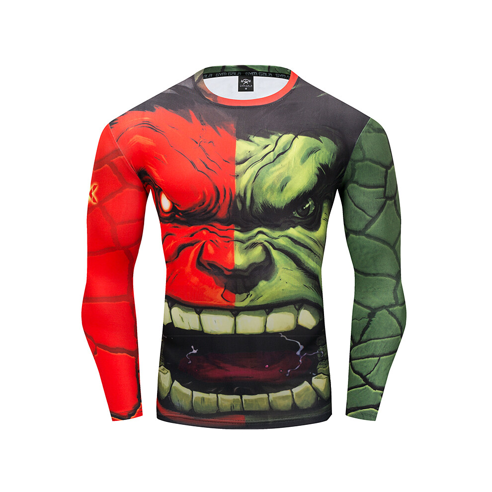 (#1 The Hulk, L?Tag L=US S?) Tshirt Long Men Sleeve Super Hero Compression Sport 3d Cycling Fitness Shirt-image-OPC-PFZV6H8-NEW