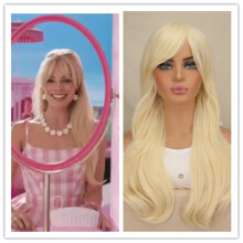 (Loose Hair) Barbie Wig Cosplay Blonde Long Wavy Hair Cos Props Halloween Dress Party Up