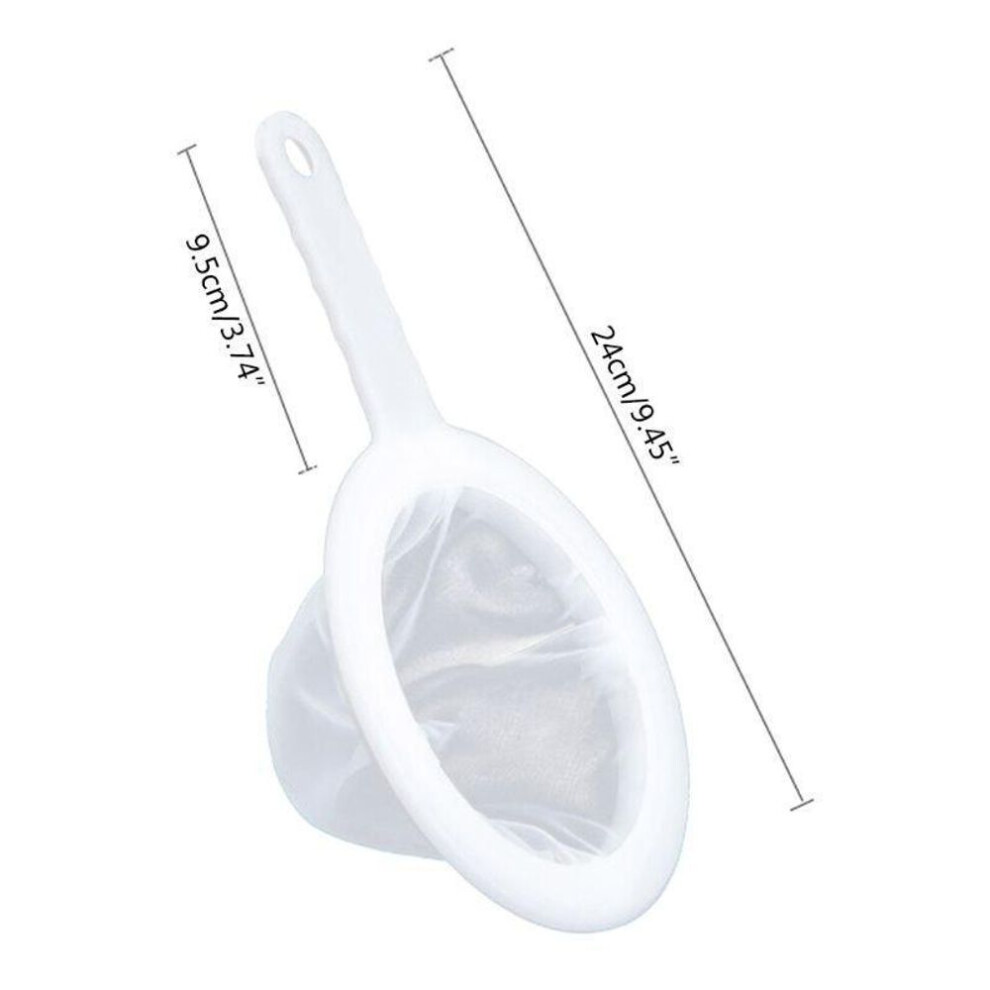 (white) 1pcs Reusable Nylon Super Fine Colander Mesh Sieve Strainer With Handle For Honey Juice Tea Soymilk Coffee Filter