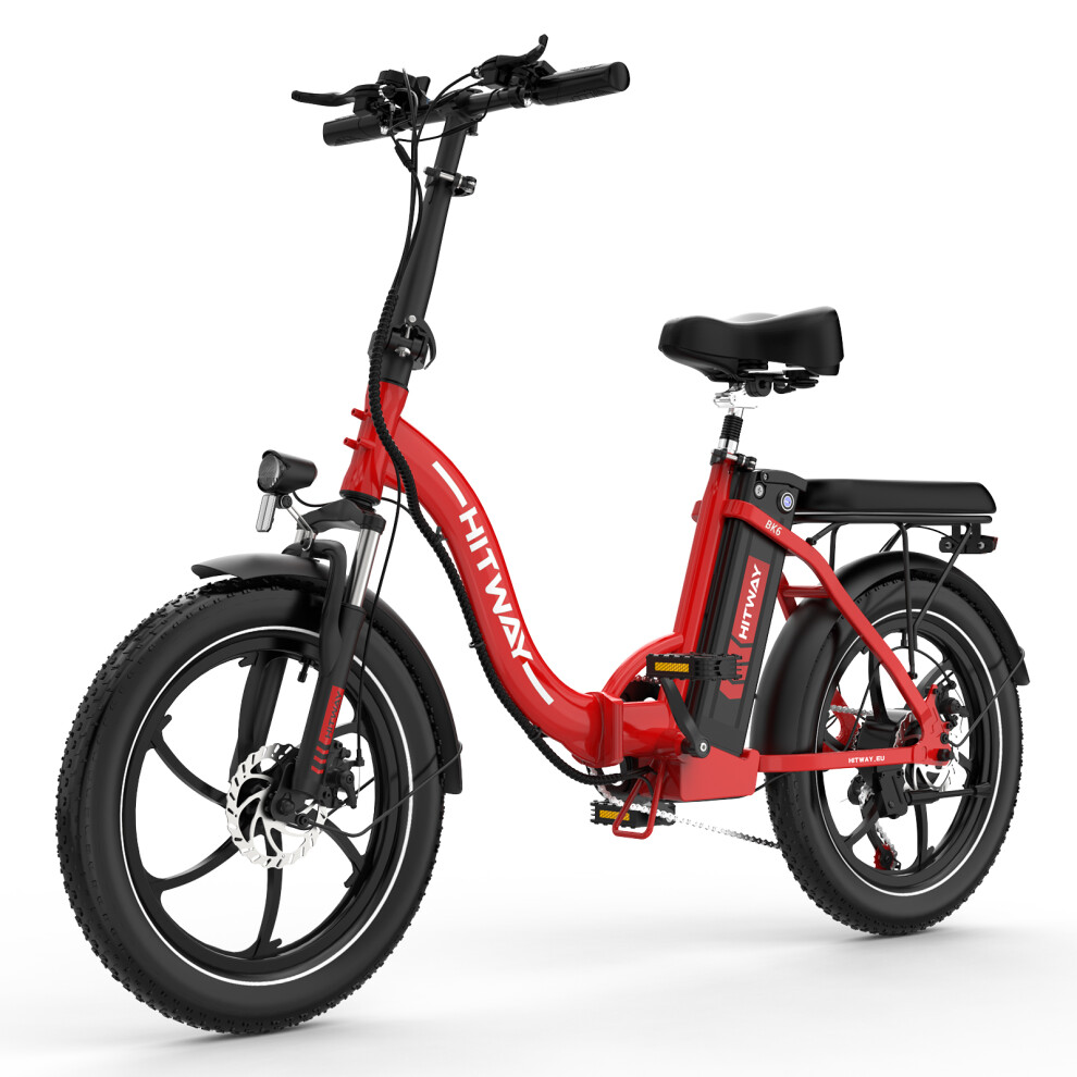 (Red) Hitway BK6SL Folding Electric Bike 250W E-bike