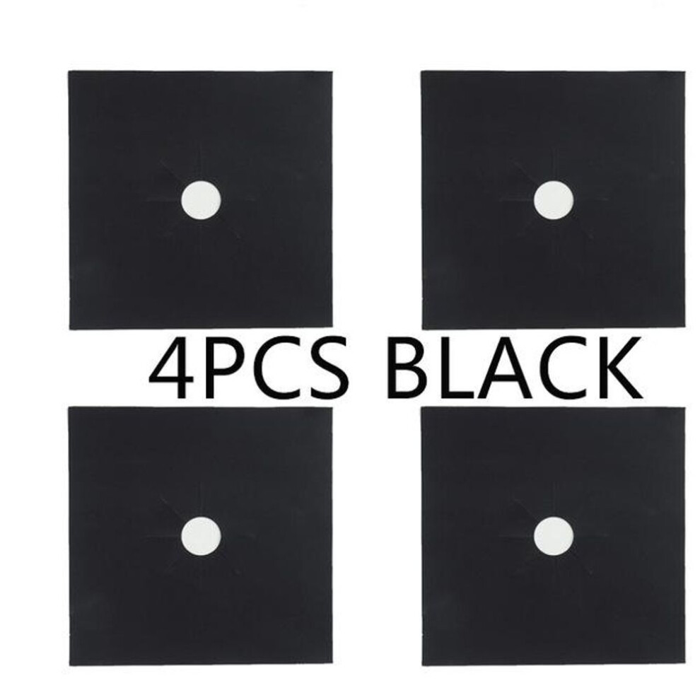 (black) 4pcs Stove Protector Cover Liner Gas Stove Protector Stovetop Burner Protector Kitchen Accessories Mat Cooker Cover