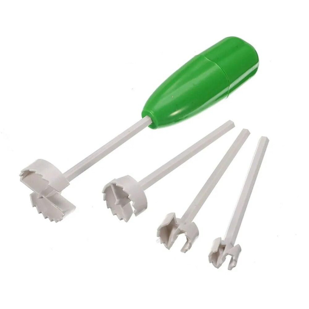 (green) 4 In 1 Fruit Vegetable Corer Spiral Digging Vege Drill Veggie Corkscrew Carver With 4pcs Replaceable Head Spiralizer Cutter Tool