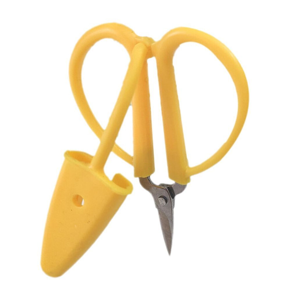 (yellow) Mini Kids Craft Scissors With Protective Case Durable Stainless Steel Trimmer Shears For Sewing Embroidery Paper Crafts