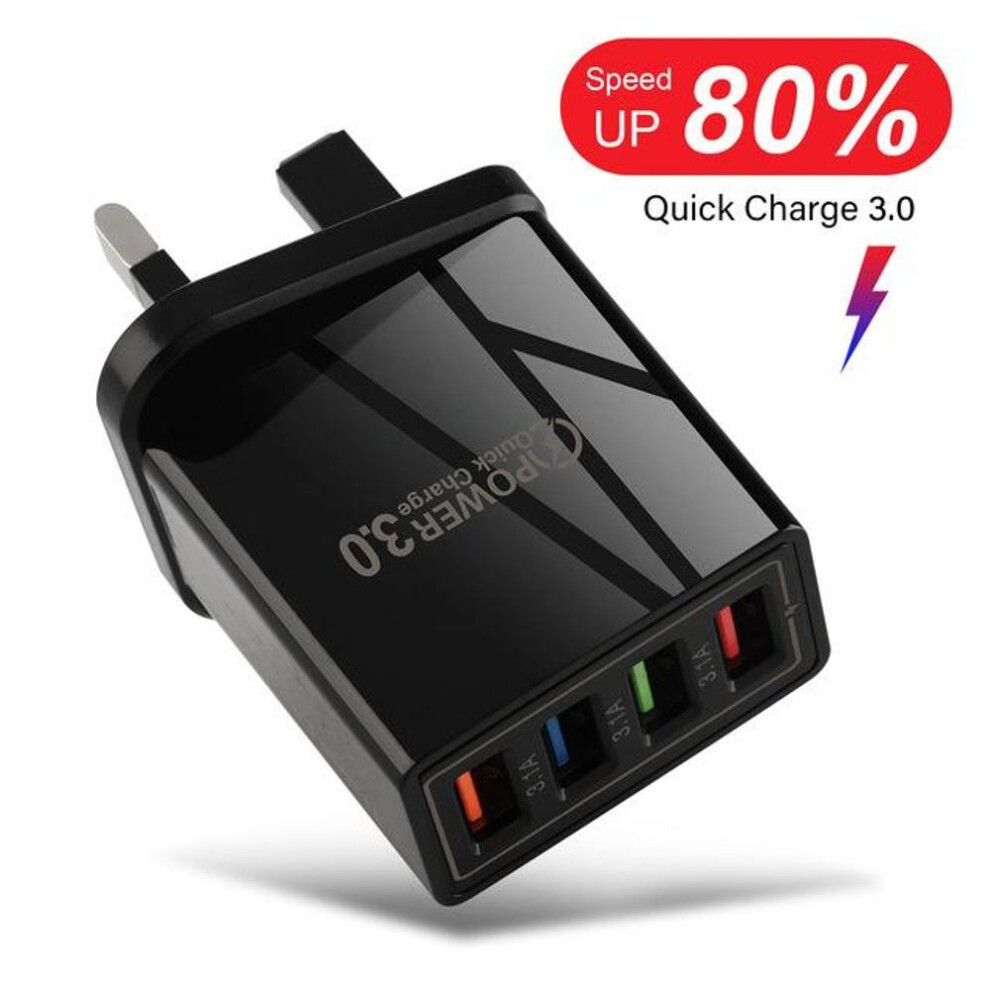 (black, UK plug) EU/US Plug USB Charger Quick Charge 3.0 For Phone Adapter for iPhone 12 Pro Max Tablet Portable Wall Mobile Charger Fast Charger