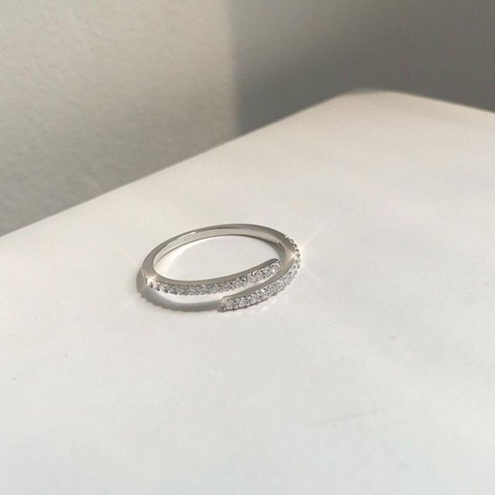 (silver, Resizable) New 2022 Minimalist Thin Rings For Women Wedding Brilliant Cubic Zircon High Quality Versatile Female Finger Ring Jewelry