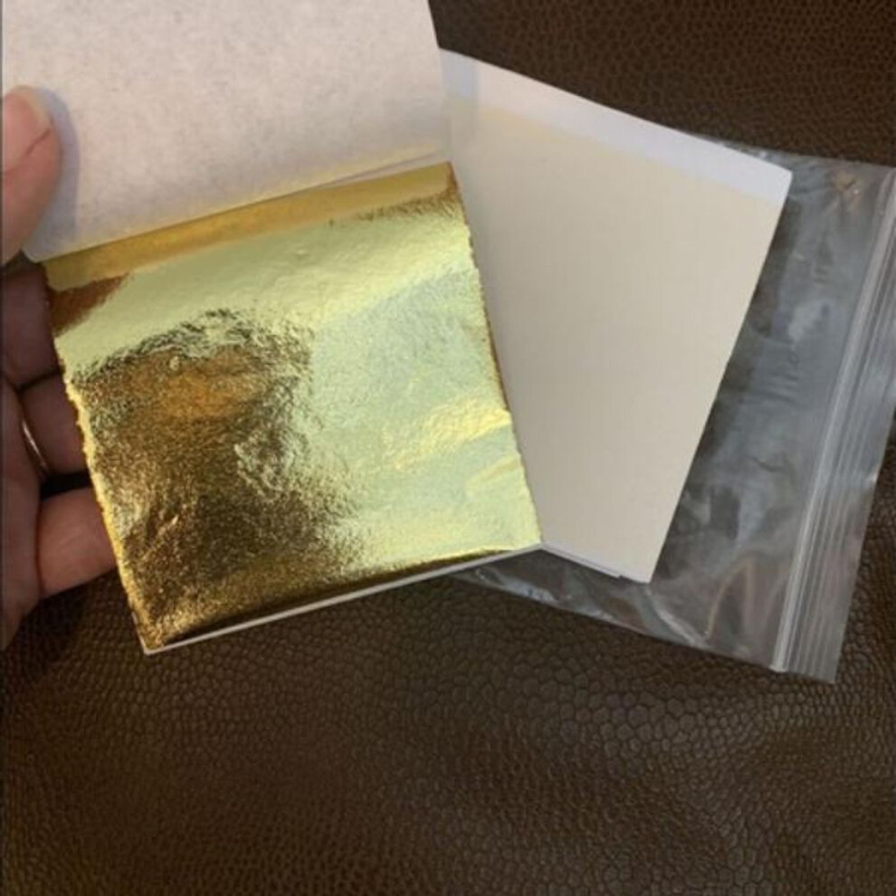 (gold, 100PCS) 100 Sheets Imitation Gold Color Leaf Foil Sheet Gold For Art Crafts Design Gilding Framing Scrap