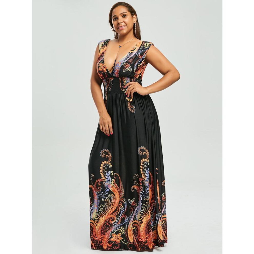 (Black, Tag XL=US M) Women Without Dress Sleeve Sleeveless V Neck Evening Party Gown Maxi Long Dress-image-OPC-PFZVC6N-NEW