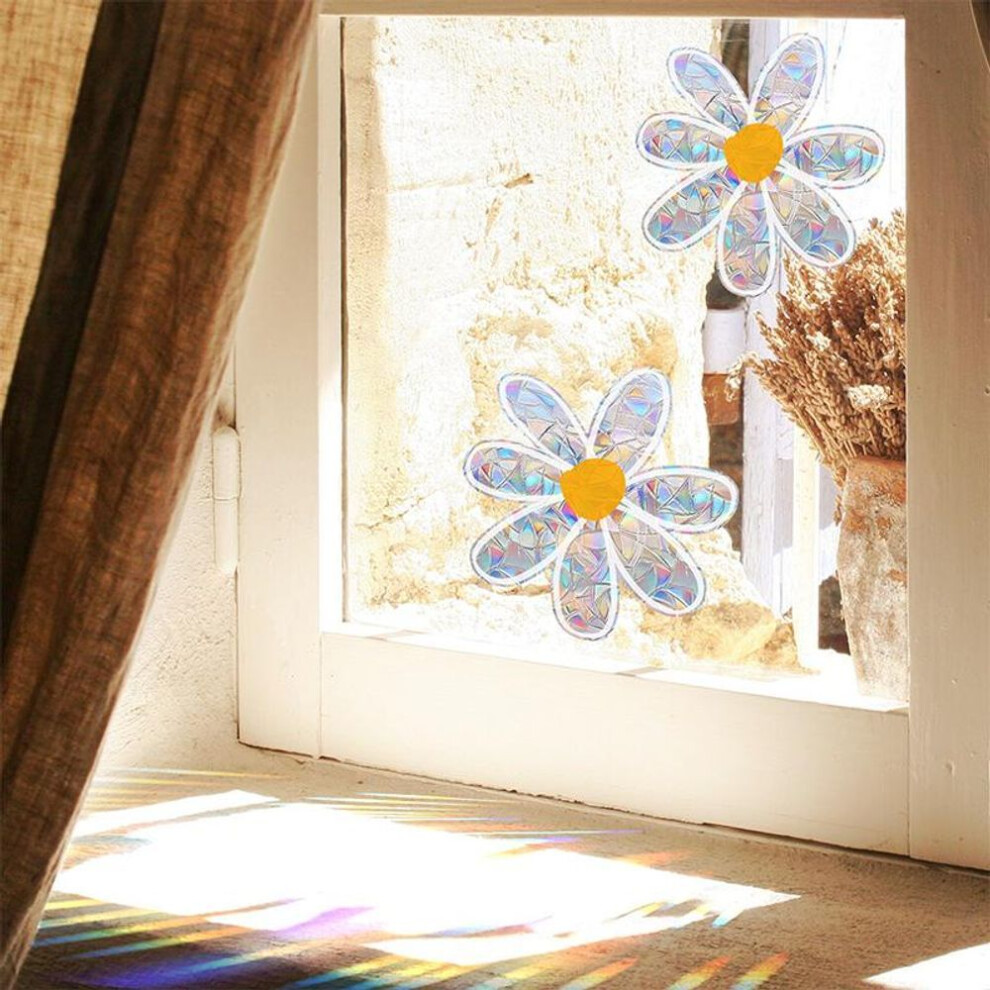 (multicolor) Flower Sun Catcher Window Glass Stickers Electrostatic Wall Prism Stickers Decor