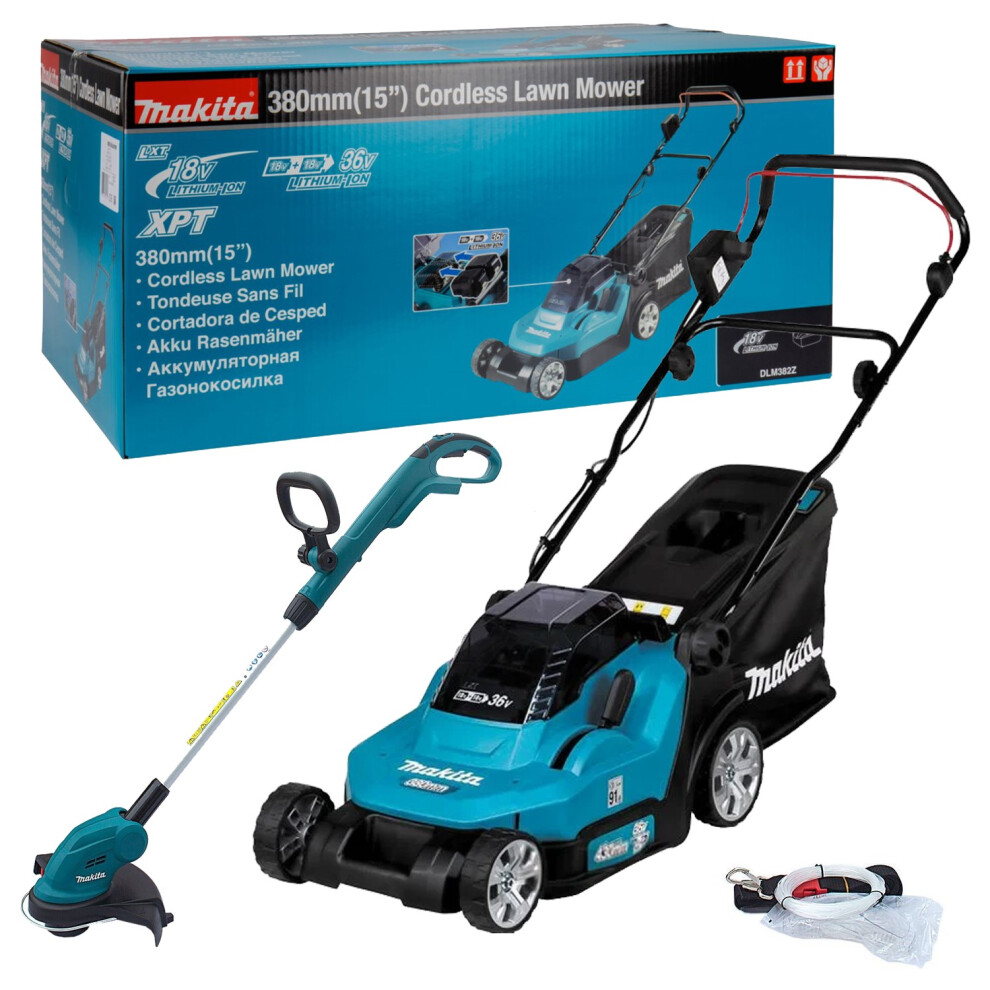 Makita DLM382Z 18v / 36v LXT Cordless Battery Lawn Mower + DUR181Z Grass Trimmer
