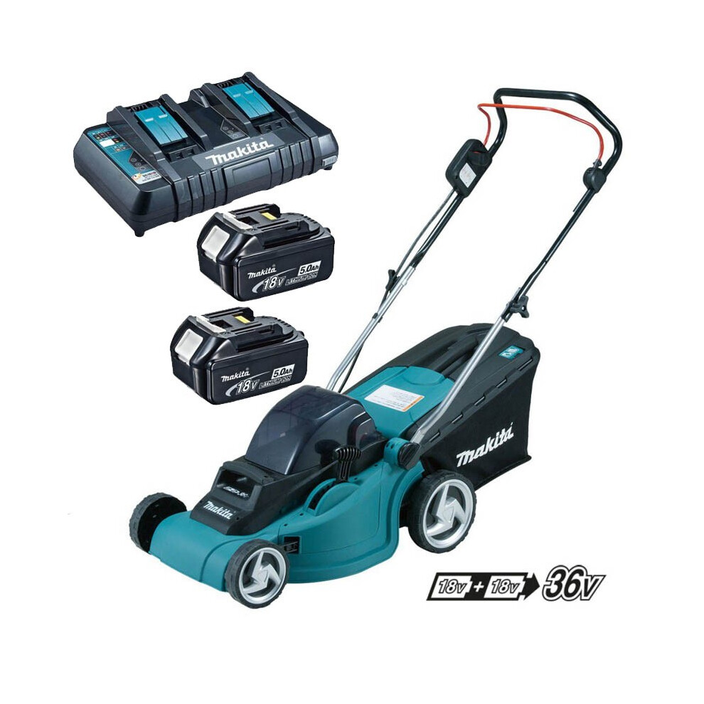 Makita DLM380PT2 18v 36v LXT Cordless Lawn Mower 2 x 5.0ah Battery Dual Charger