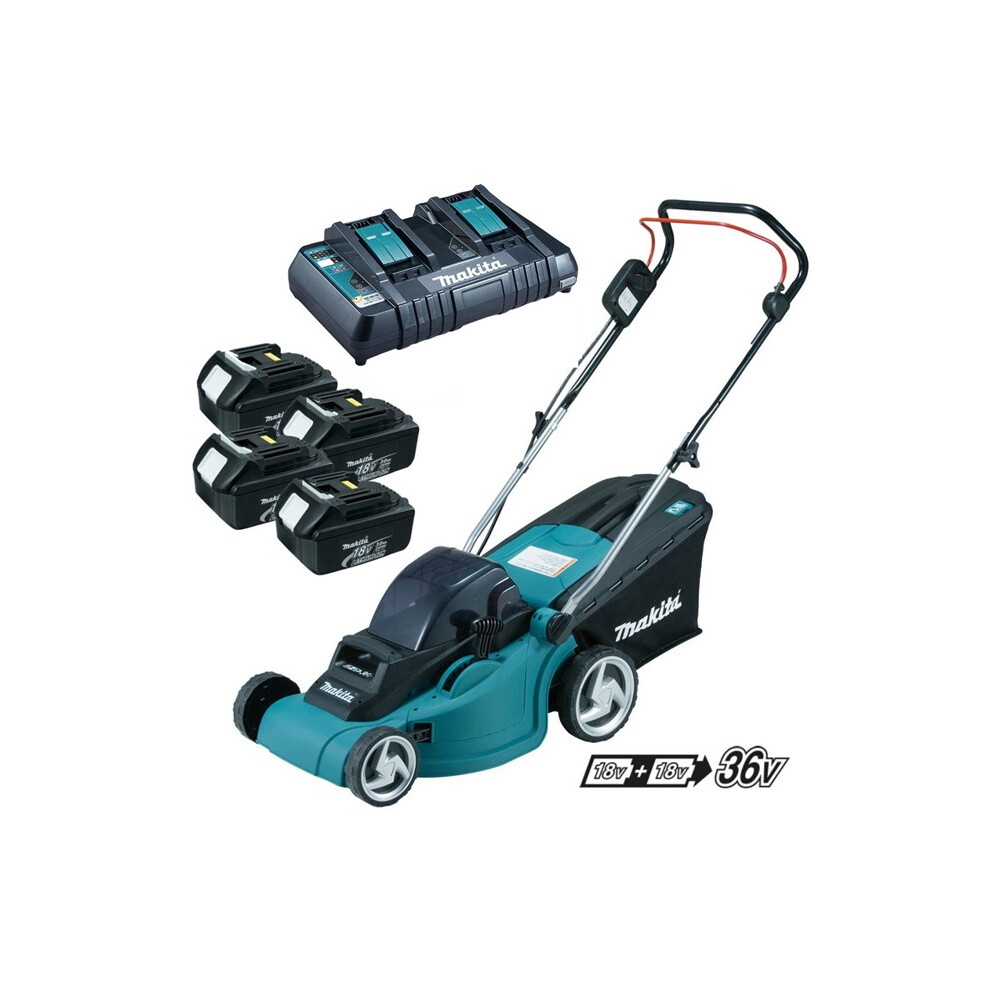 Makita DLM380PF4 18v 36v LXT Cordless Lawn Mower + 4 x 3.0ah Batteries + Charger