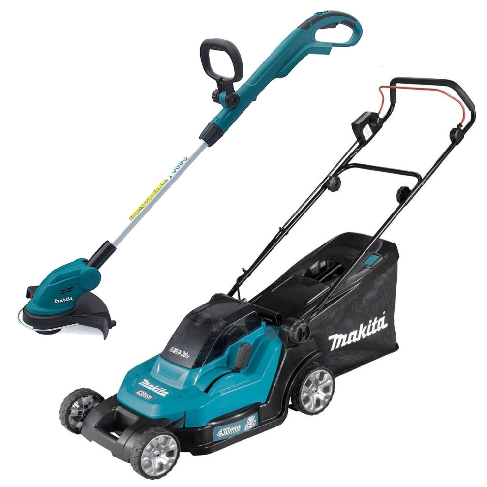 Makita DLM432Z Twin 18v 36v LXT Cordless 43cm Lawn Mower + DUR181 Grass Strimmer
