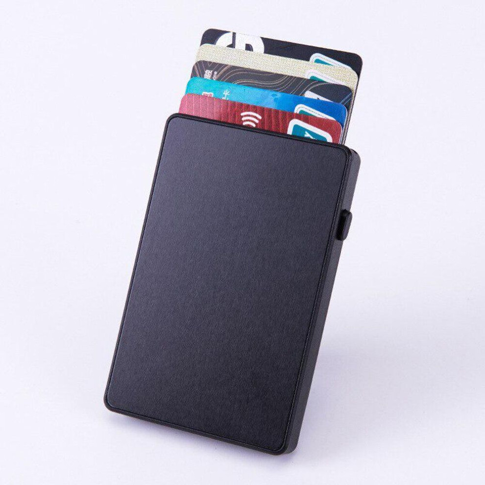 (black) Anti-theft Brush Credit Card Holder Minimalist Wallet Slim Thin Cardholder Pack Case Men Women Metal Box Stell Wallet 2020