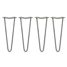 4 Pieds Table en ?pingle ? Cheveux SkiSki Legs 35,5cm Acier Naturel 2 Tiges 10mm