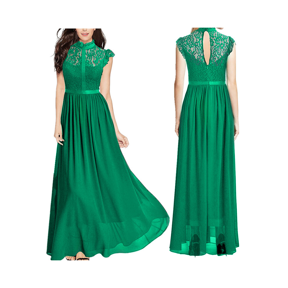 (Green, XL) Hollow Lace Women Dress Cocktail Party Evening Formal Wedding Gown Bridesmaid-image-OPC-PFZVCZH-NEW
