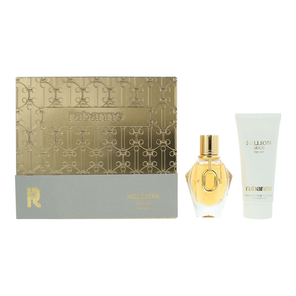 Photos - Shower Gel Paco Rabanne Million Gold 2 Piece Gift Set: Eau de Parfum 50ml - Body Lotion 100ml 