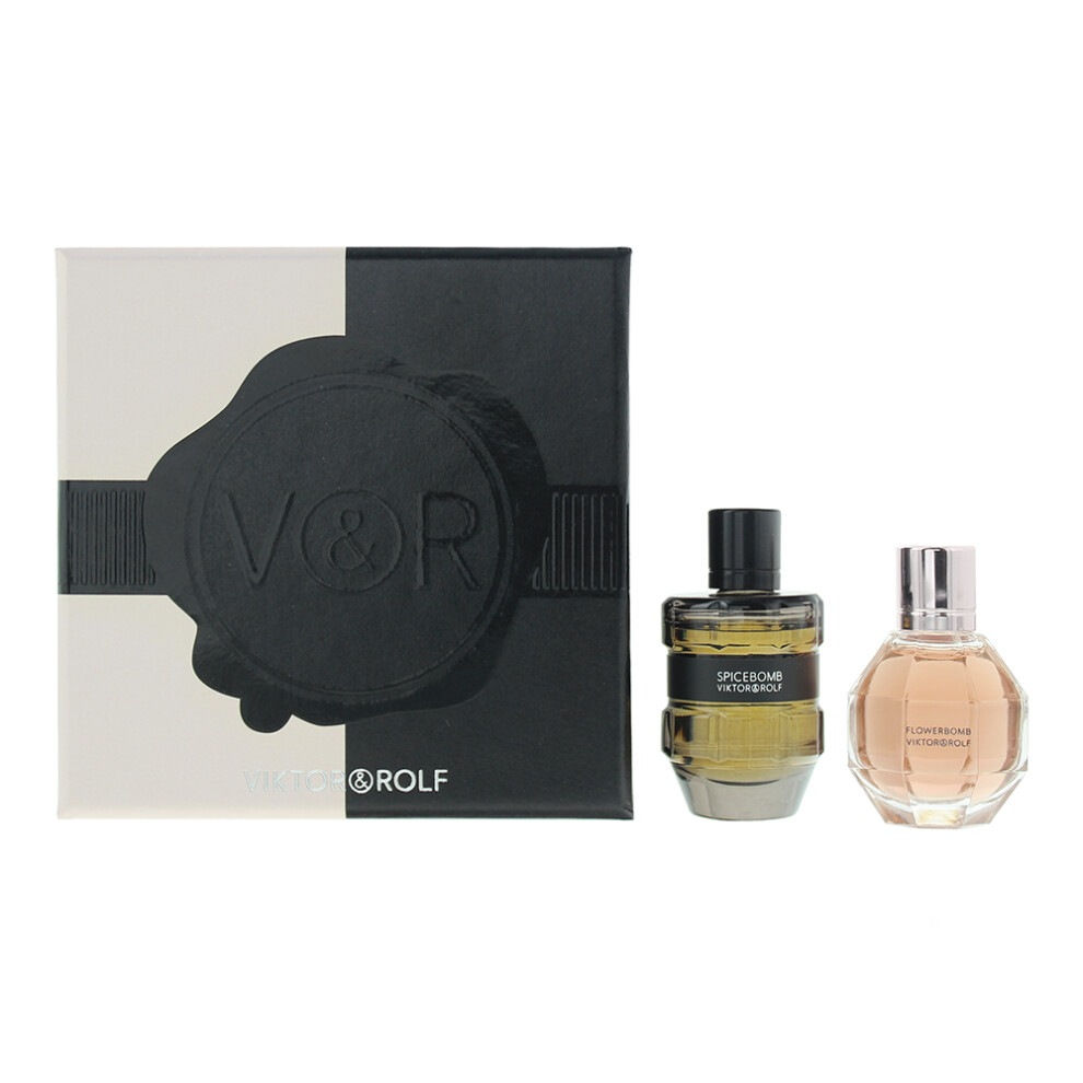 Viktor & Rolf Flowerbomb 2 Piece Gift Set: Flowerbomb Eau de Parfum 7ml - Spicebomb Eau de Toilette 7ml