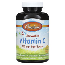 Carlson, Kinder Kautabletten Vitamin C, Natürliche Mandarine, 250 mg, 120 Vegetarische Tabletten