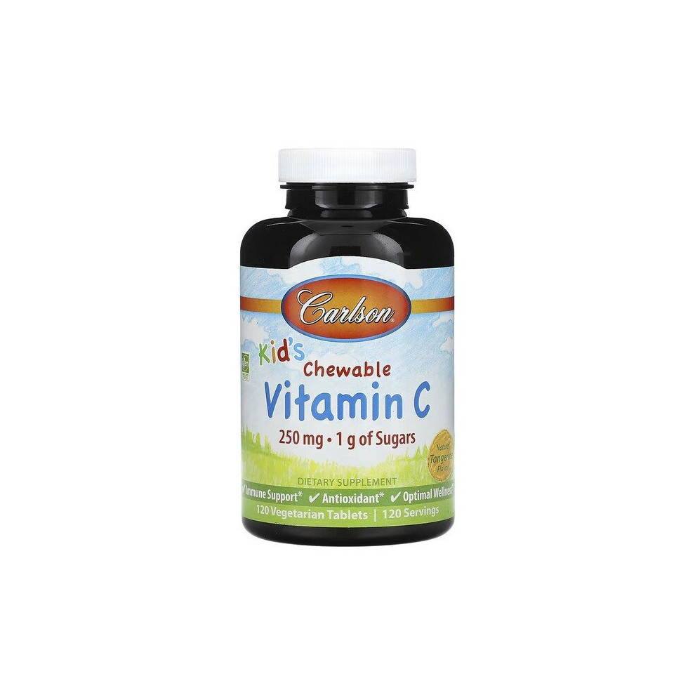 Carlson Labs Kid's Chewable Vitamin C, 250Mg Natural Tangerine - 120 Vegetarian Tablets