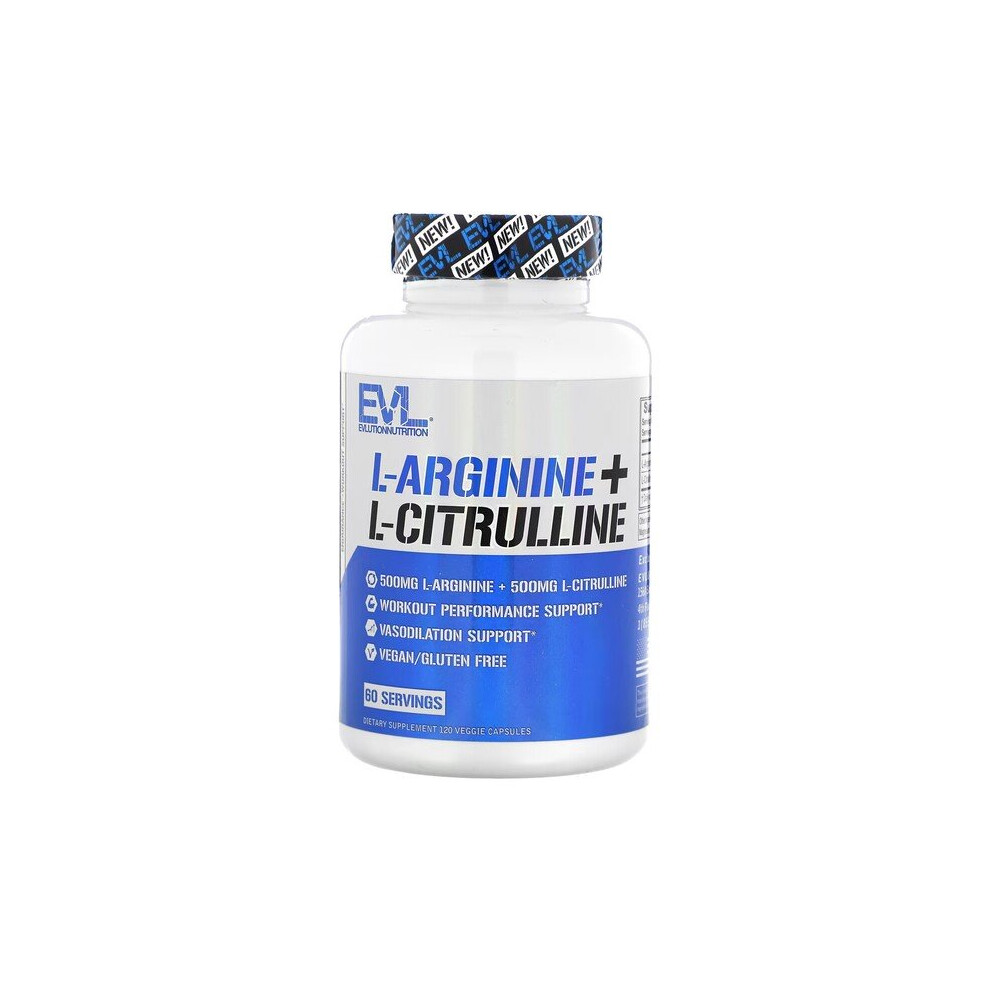 Evlution Nutrition L-Arginine + L-Citrulline, Capsules - 120 Vcaps