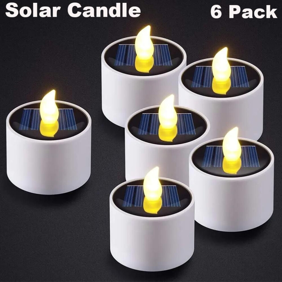 (as the picture) 6pcs Solar Tea Light Led Candles Outdoor Waterproof Flameless Solar Tea Lights Rechargeable Candles For Wedding Party Garden Home Decor