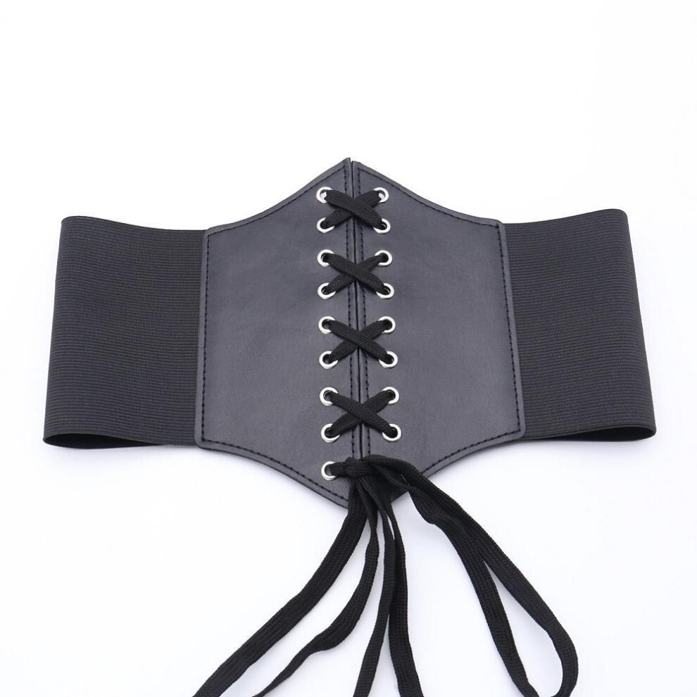 (black, 73CM) Women Ultra Super Wide Belt PU Elastic Corset Belt Fashion Wide Waist Belt Ladies Clothing Female