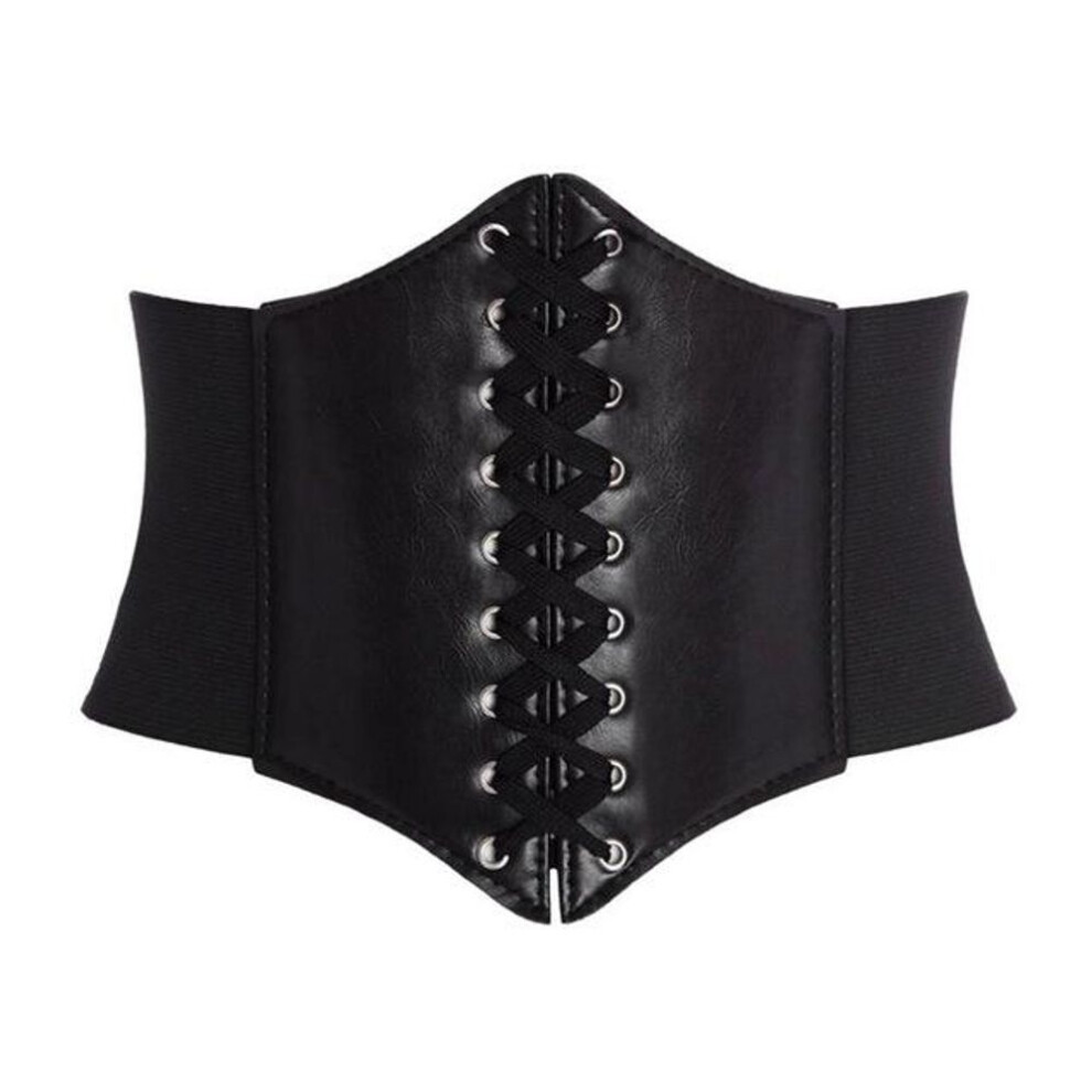 (black, One Size) Women Ultra Super Wide Belt Pu Elastic Corset Belt Fashion Wide Waist Belt Ladies Clothing Female