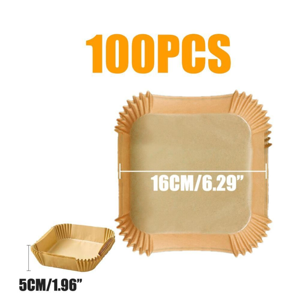(as the picture, 100PCS-16cm Square) 23cm Air Fryer Disposable Baking Paper Liner Non-stick Mat Steamer Square Round Parchment For Microwave Oven Kitchen Cookers