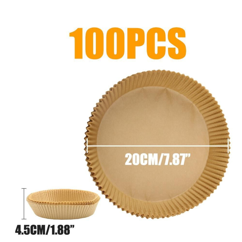 (as the picture, 100PCS-20cm Round) 23cm Air Fryer Disposable Baking Paper Liner Non-stick Mat Steamer Square Round Parchment For Microwave Oven Kitchen Cookers