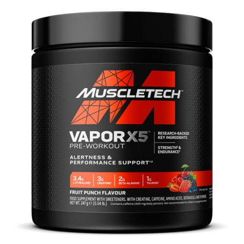 Muscletech Vapor X5 Pre-Workout, Fruit Punch - 247g