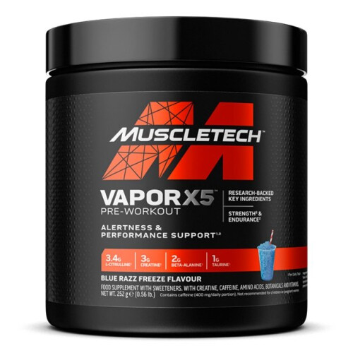 Muscletech Vapor X5 Pre-Workout, Blue Razz Freeze - 252g